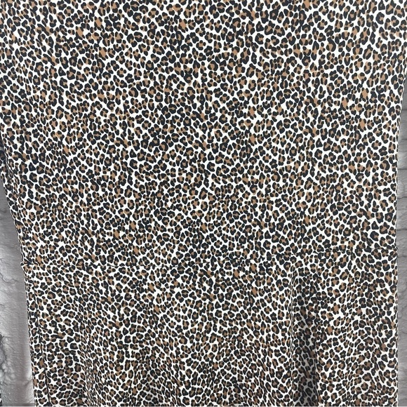 Banana Republic Long Sleeve Midi Dress Leopard Print Stretch Knit Front Slit S - Picture 6 of 16